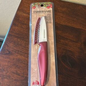 Farberware Ceramic Red Holiday 3” Paring knife with blade cover